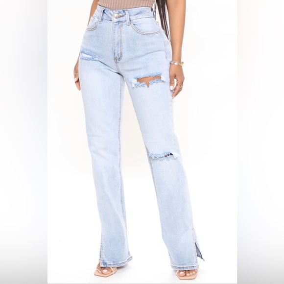 split hem distressed jeans - Picture 4 of 8